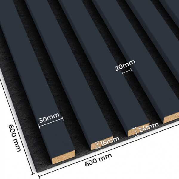 Antracytowy panel akustyczny lamelowy