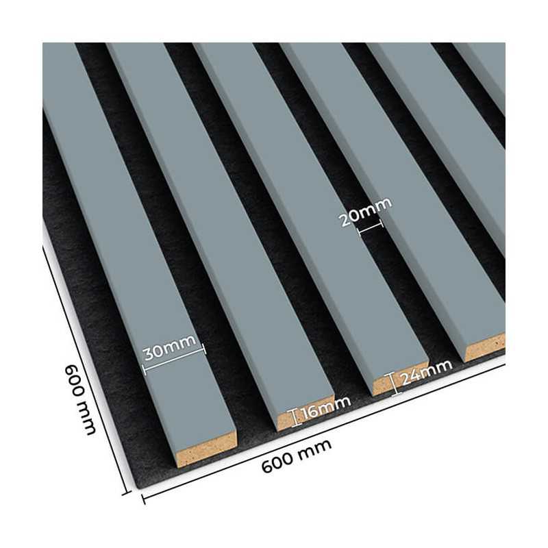 Szare panele akustyczne lamelowe