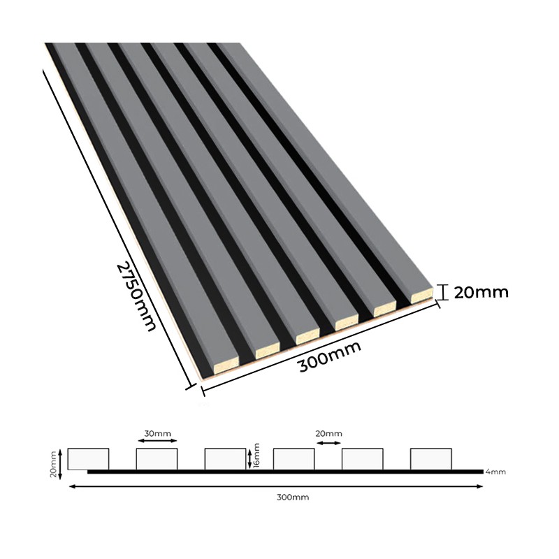 Lamele pe placă HDF - Gri