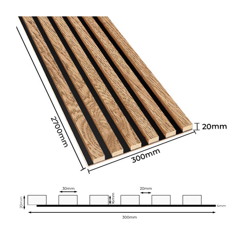 Lameo Akustyczny panel z lamelami na płycie HDF Fornir Dębowy