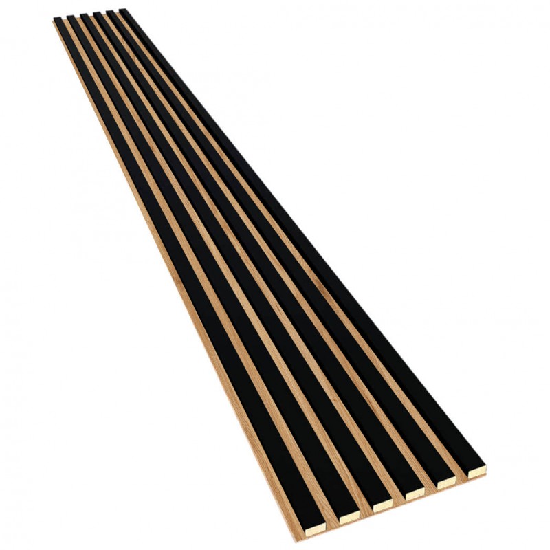 Slats on oak HDF board - Black MAT