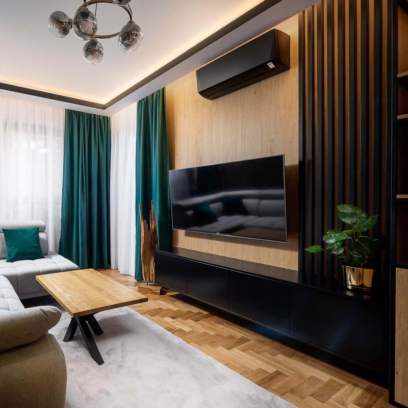 Slats on oak HDF board - Black MAT