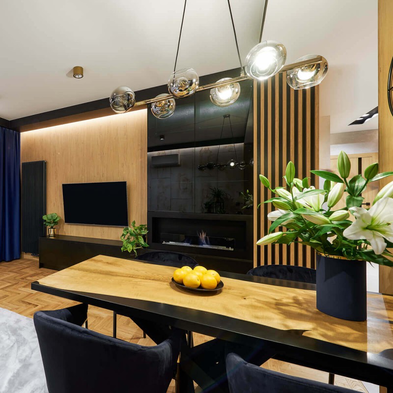 Slats on oak HDF board - Black MAT