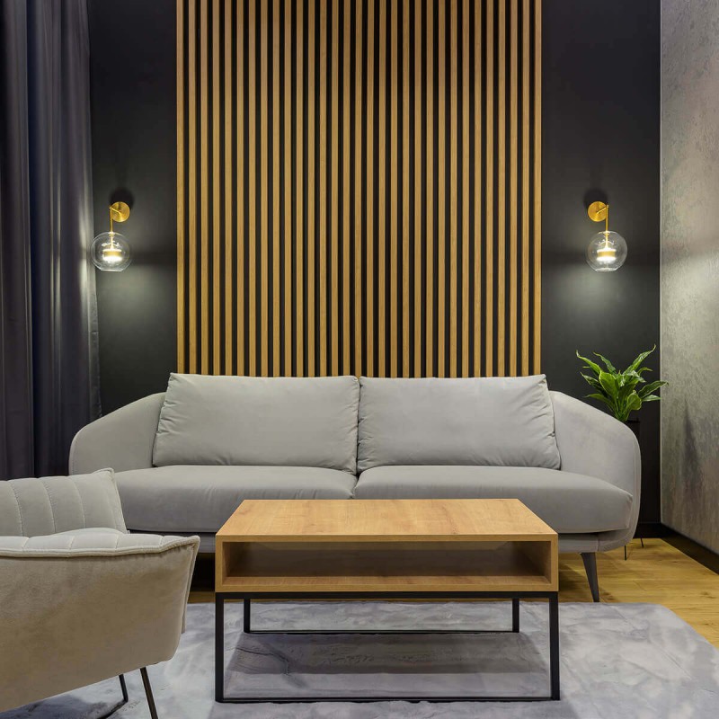 Slats on oak HDF board - Black MAT