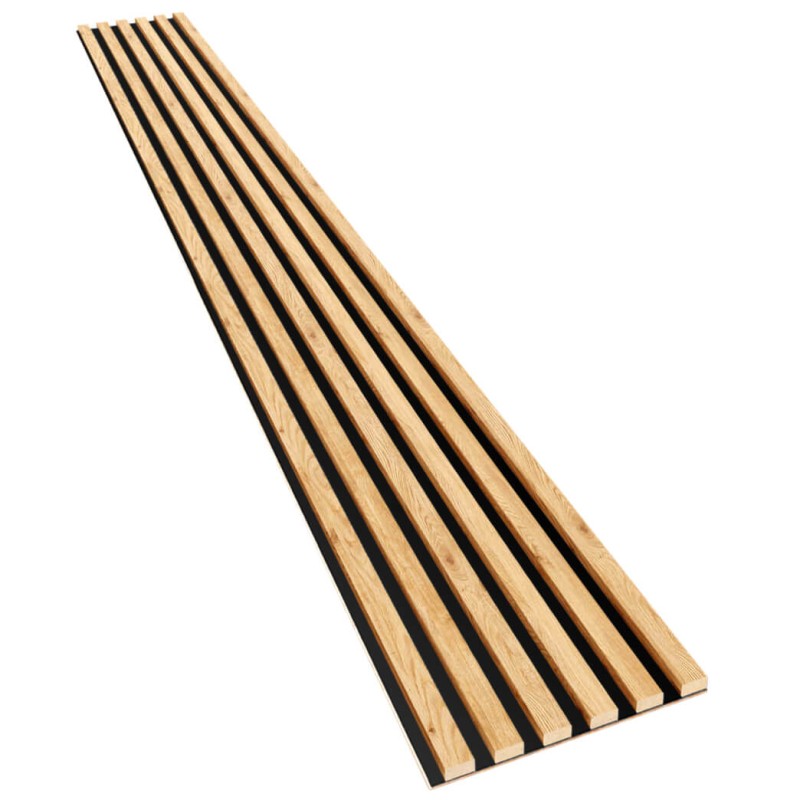 Slats on oak HDF board - Natural oak