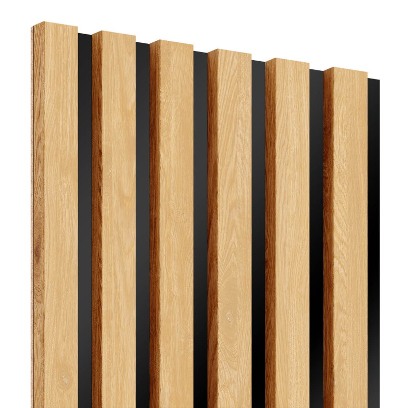 Slats on oak HDF board - Natural oak