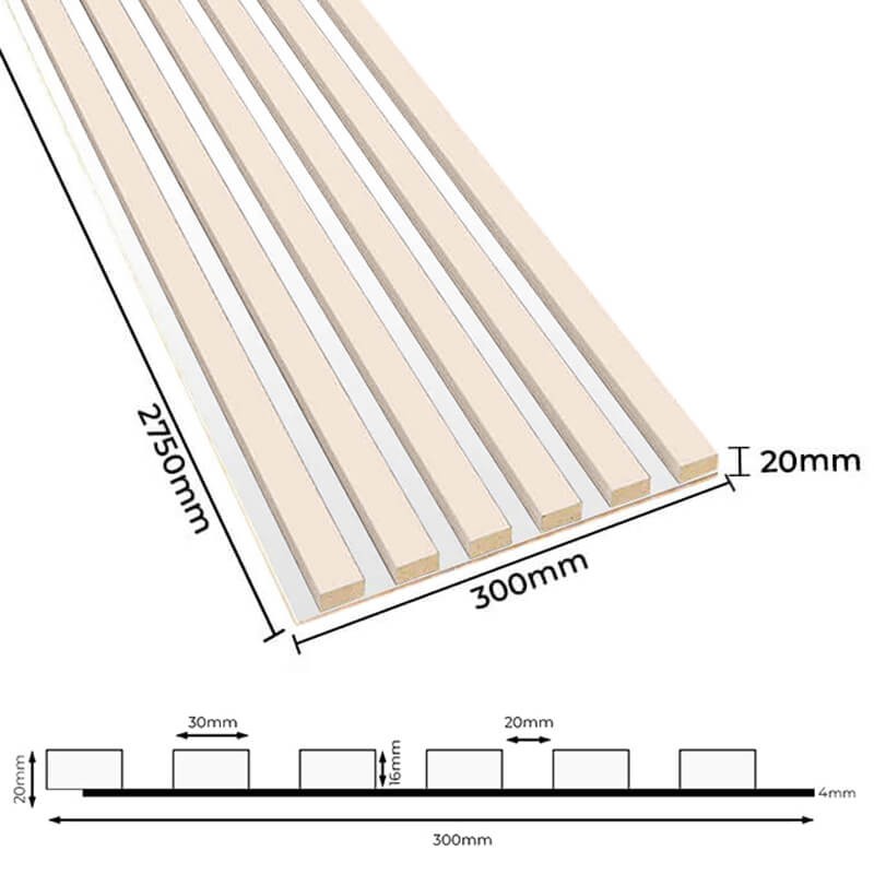 Latten auf HDF-Platte - Beige