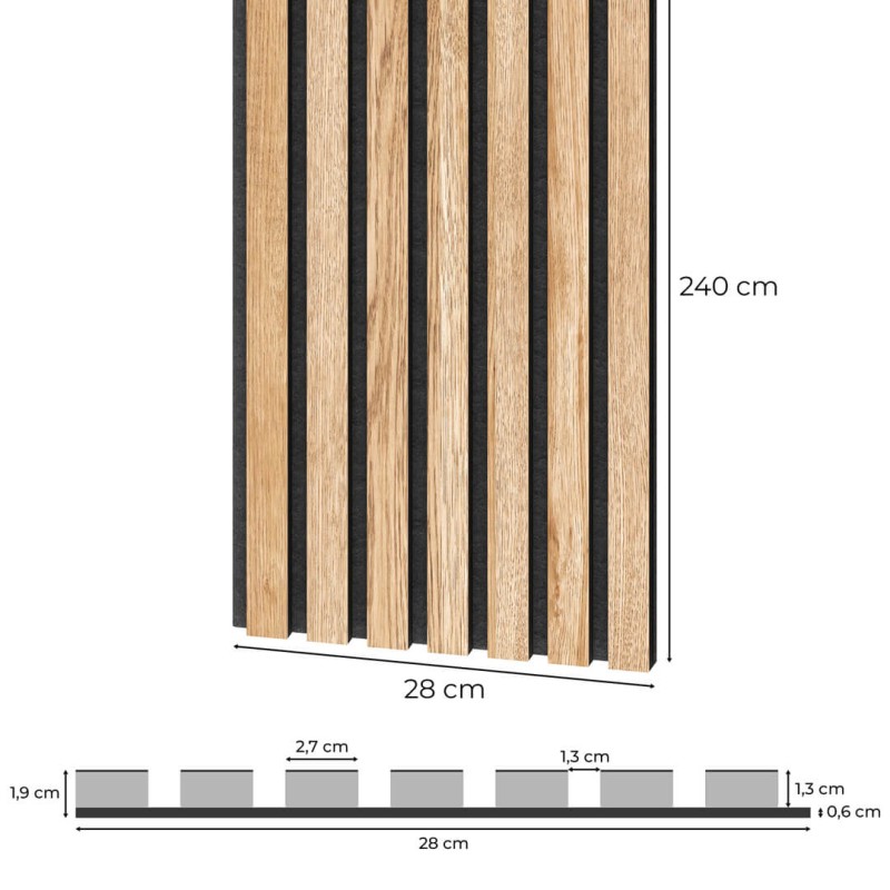 Fornirowany Panel Akustyczny - Dąb