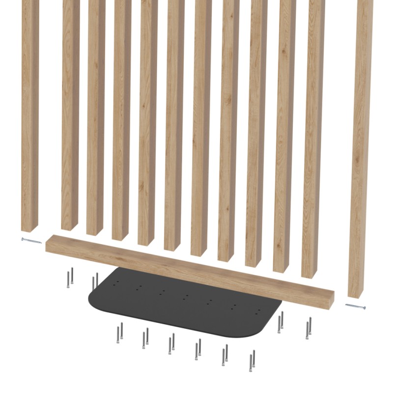 Freestanding slatted wall with base -...