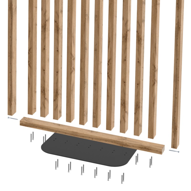 Freestanding slatted wall with base -...