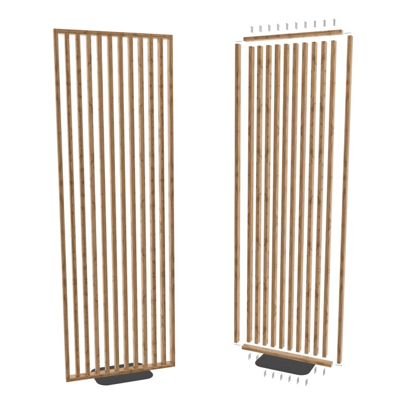 Freestanding slatted wall with base -...