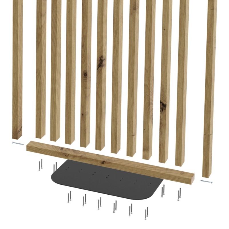 Freestanding slatted wall with base -...