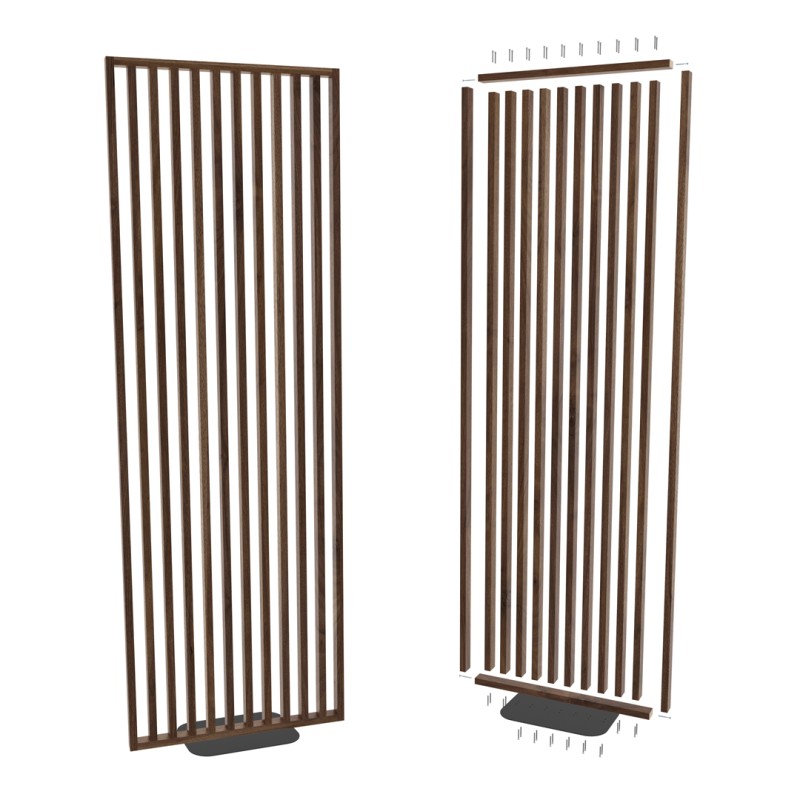 Freestanding slatted wall with base -...