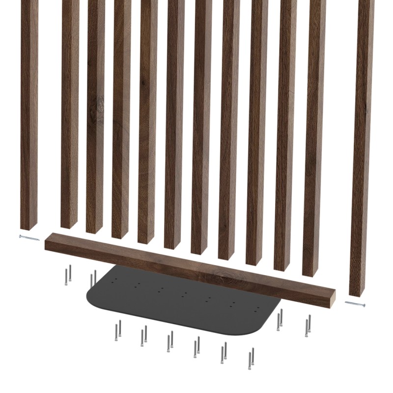 Freestanding slatted wall with base -...