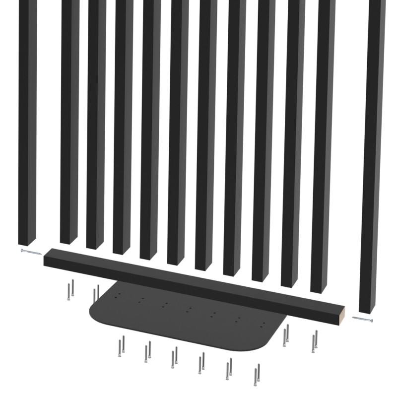 Freistehende Lamellenwand mit Sockel...