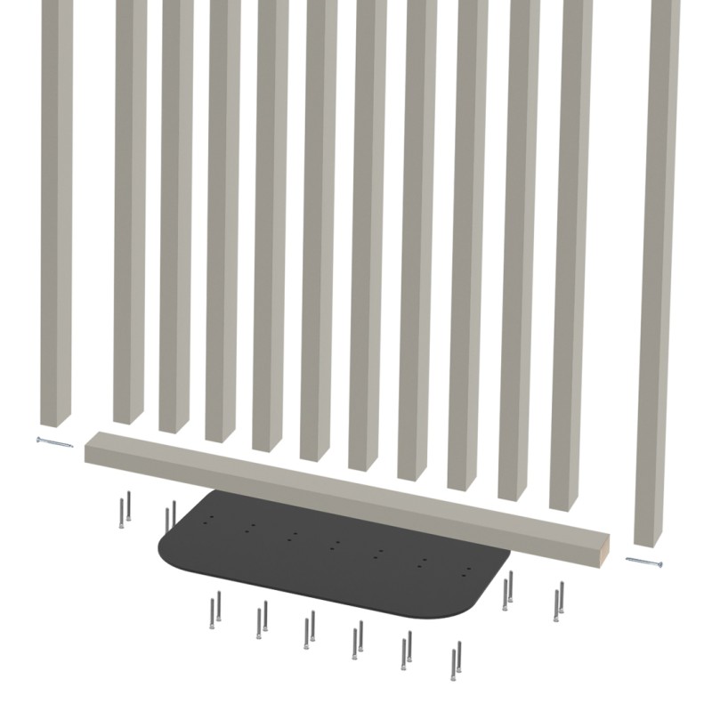 Freestanding slatted wall with base -...