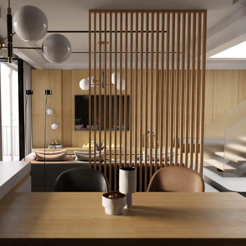 Slatted wall at an angle of 55° -...