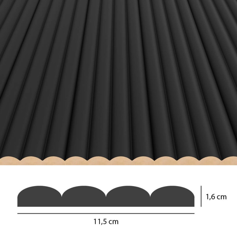 Panel ryflowany MDF MONTERO - Czarny
