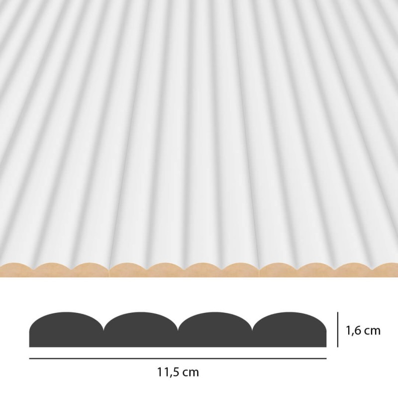 Panel ryflowany MDF MONTERO - Biały
